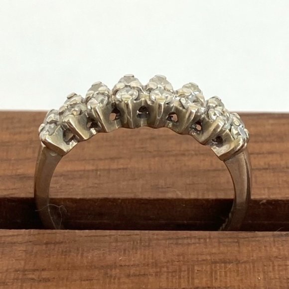 VTG 14K EREV White Gold 16 Stone Round Diamond Wedding Band Ring 5.75 - Picture 11 of 16